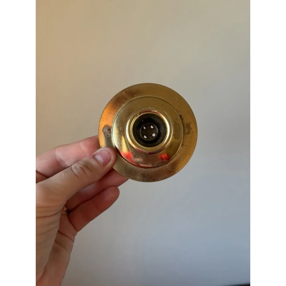 Brass Round Chamberstick Taper Candle Holder with Drip Tray, Gold Tone